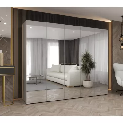 Zrcadlová šatní skříň 250 cm RABIA - kašmírová