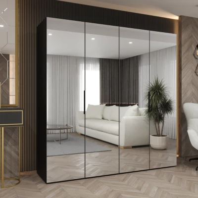 Zrcadlová šatní skříň 200 cm RABIA - černá