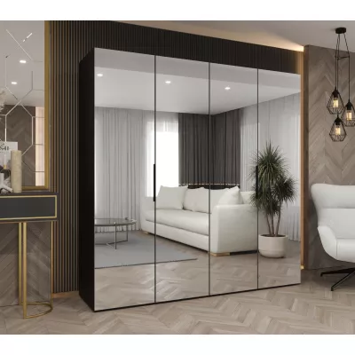 Zrcadlová šatní skříň 200 cm RABIA - černá