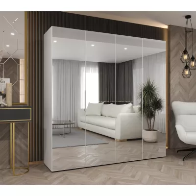 Zrcadlová šatní skříň 200 cm RABIA - bílá / stříbrná