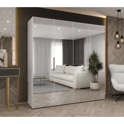 Zrcadlová šatní skříň 200 cm RABIA - bílá / černá