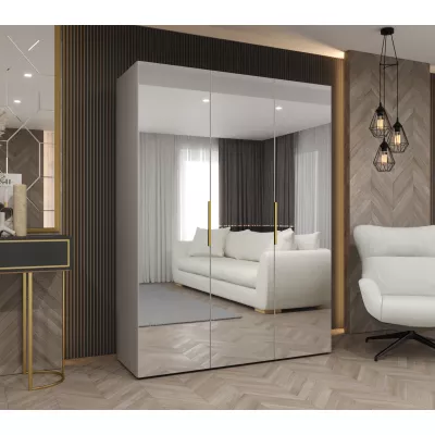 Zrcadlová šatní skříň 150 cm RABIA - kašmírová / zlatá