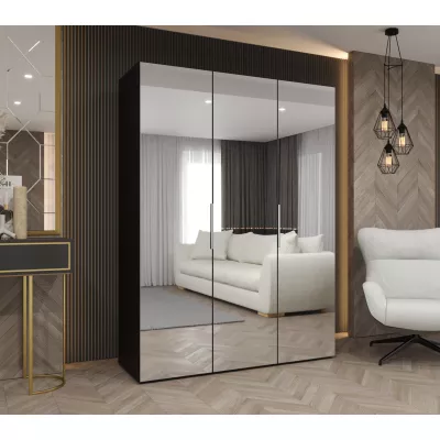 Zrcadlová šatní skříň 150 cm RABIA - černá / stříbrná