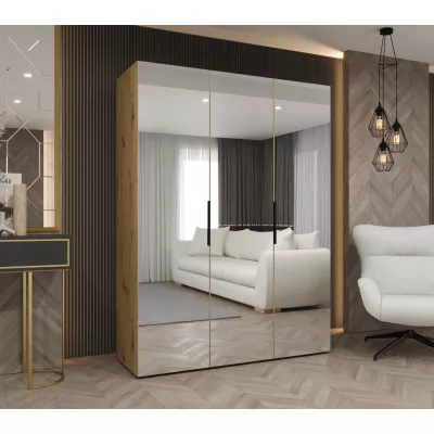 Zrcadlová šatní skříň 150 cm RABIA - dub artisan / černá