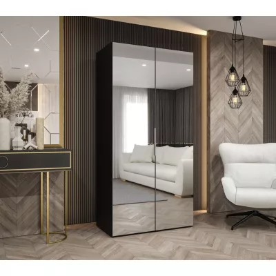 Zrcadlová šatní skříň 100 cm RABIA - černá / stříbrná