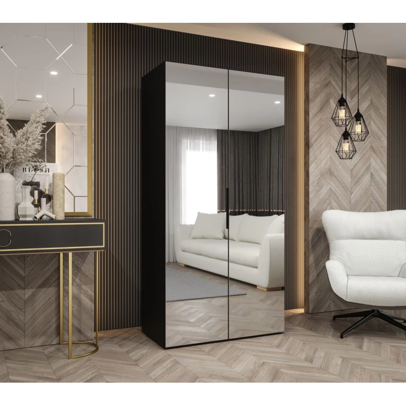 Zrcadlová šatní skříň 100 cm RABIA - černá