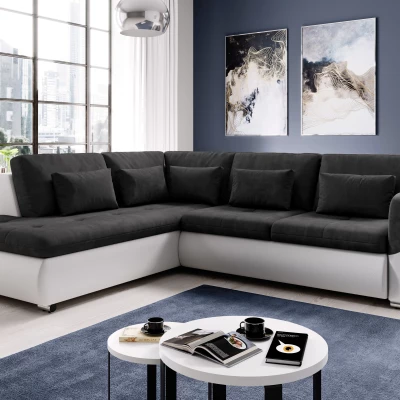 Rohová sedací souprava DAFNI - bílá / černá, levý roh