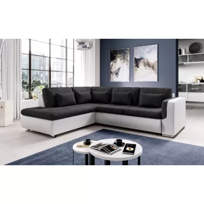 Rohová sedací souprava DAFNI - bílá / černá, levý roh