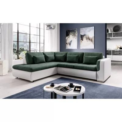Rohová sedací souprava DAFNI - bílá / zelená, levý roh