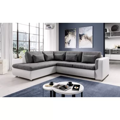 Rohová sedací souprava DAFNI - bílá / šedá, levý roh