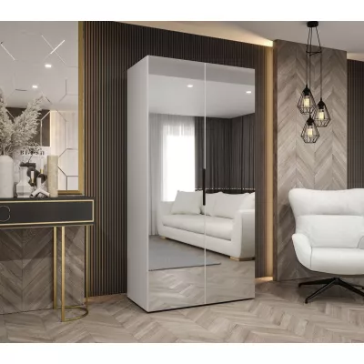 Zrcadlová šatní skříň 100 cm RABIA - bílá / černá