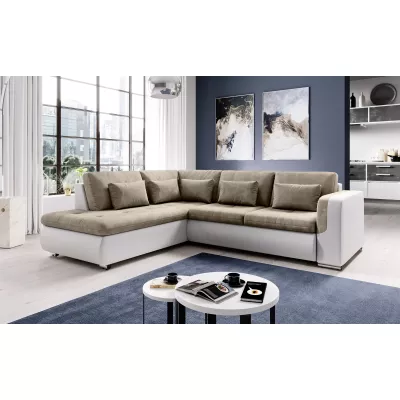 Rohová sedací souprava DAFNI - bílá / béžová, levý roh