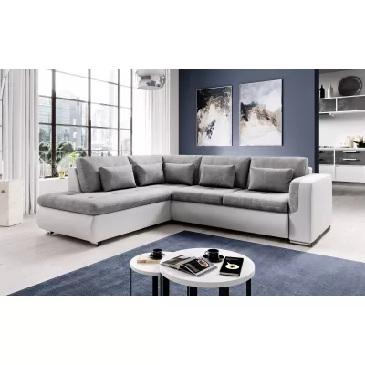 Rohová sedací souprava DAFNI - bílá / světle šedá, levý roh