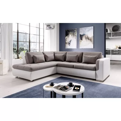 Rohová sedací souprava DAFNI - bílá / světle hnědá, levý roh