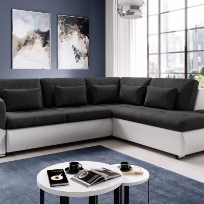 Rohová sedací souprava DAFNI - bílá / černá, pravý roh