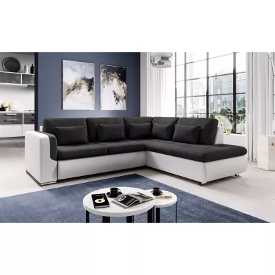 Rohová sedací souprava DAFNI - bílá / černá, pravý roh