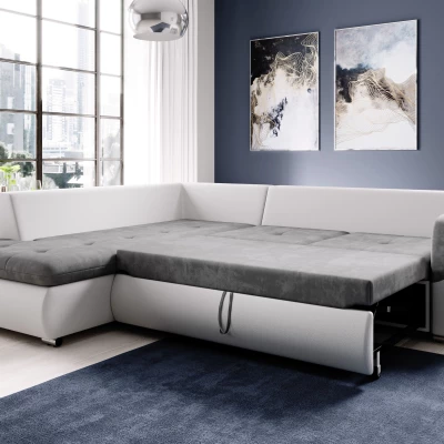 Rohová sedací souprava DAFNI - bílá / černá, pravý roh