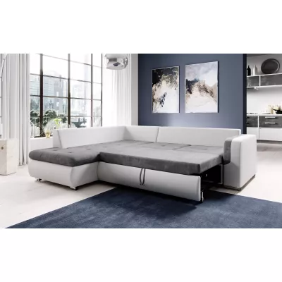 Rohová sedací souprava DAFNI - bílá / béžová, pravý roh