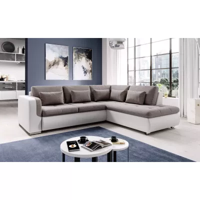 Rohová sedací souprava DAFNI - bílá / světle hnědá, pravý roh