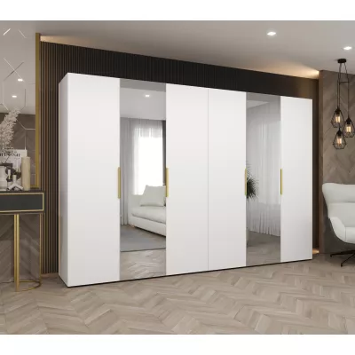 Šatní skříň 300 cm KUBRA - bílá / zlatá