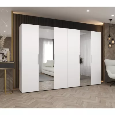 Šatní skříň 300 cm KUBRA - bílá / stříbrná