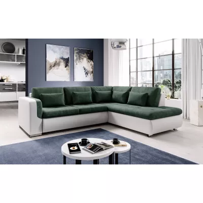 Rohová sedací souprava DAFNI - bílá / zelená, pravý roh