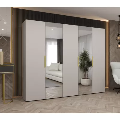 Šatní skříň 250 cm KUBRA - kašmírová / zlatá