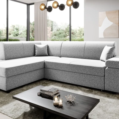 Sedací souprava s úložným prostorem FANETTE - světle šedá, levý roh