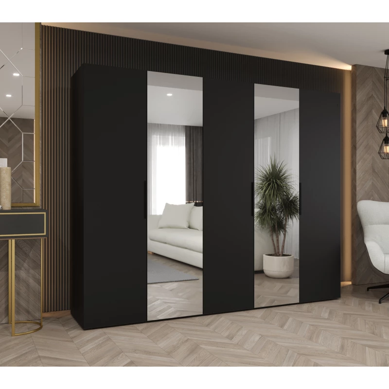 Šatní skříň 250 cm KUBRA - černá