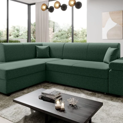 Sedací souprava s úložným prostorem FANETTE - zelená, levý roh