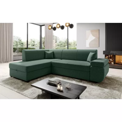 Sedací souprava s úložným prostorem FANETTE - zelená, levý roh