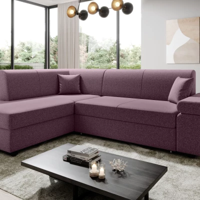 Sedací souprava s úložným prostorem FANETTE - fialová, levý roh