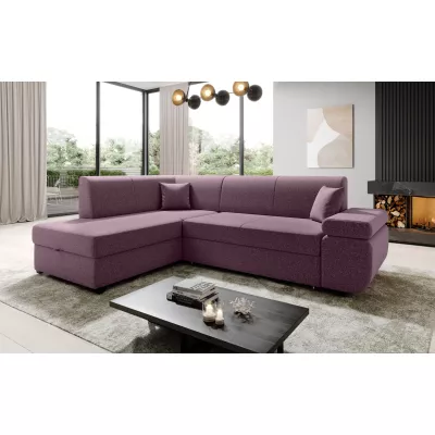 Sedací souprava s úložným prostorem FANETTE - fialová, levý roh