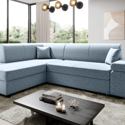 Sedací souprava s úložným prostorem FANETTE - světle modrá, levý roh