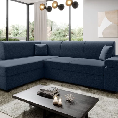 Sedací souprava s úložným prostorem FANETTE - modrá, levý roh