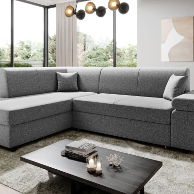 Sedací souprava s úložným prostorem FANETTE - šedá, levý roh