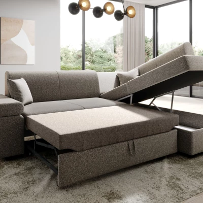 Sedací souprava s úložným prostorem FANETTE - tmavě šedá, levý roh