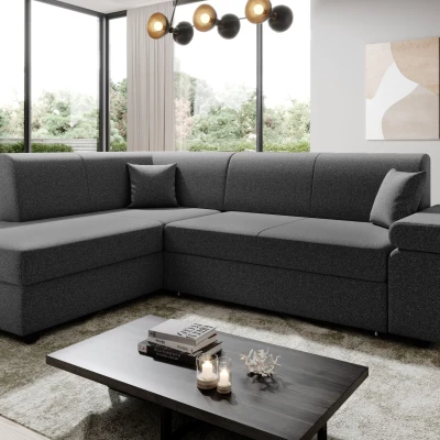 Sedací souprava s úložným prostorem FANETTE - tmavě šedá, levý roh