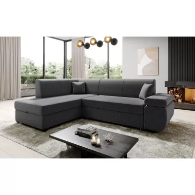 Sedací souprava s úložným prostorem FANETTE - tmavě šedá, levý roh