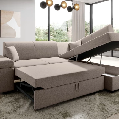 Sedací souprava s úložným prostorem FANETTE - světle růžová, levý roh