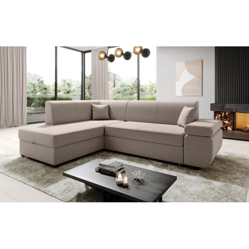 Sedací souprava s úložným prostorem FANETTE - světle růžová, levý roh