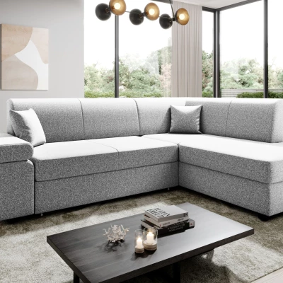 Sedací souprava s úložným prostorem FANETTE - světle šedá, pravý roh