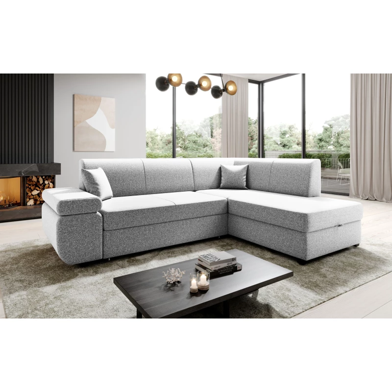 Sedací souprava s úložným prostorem FANETTE - světle šedá, pravý roh