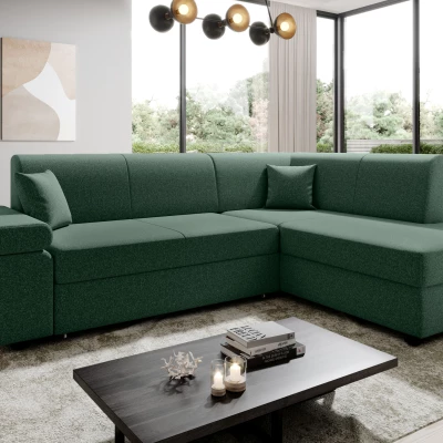 Sedací souprava s úložným prostorem FANETTE - zelená, pravý roh