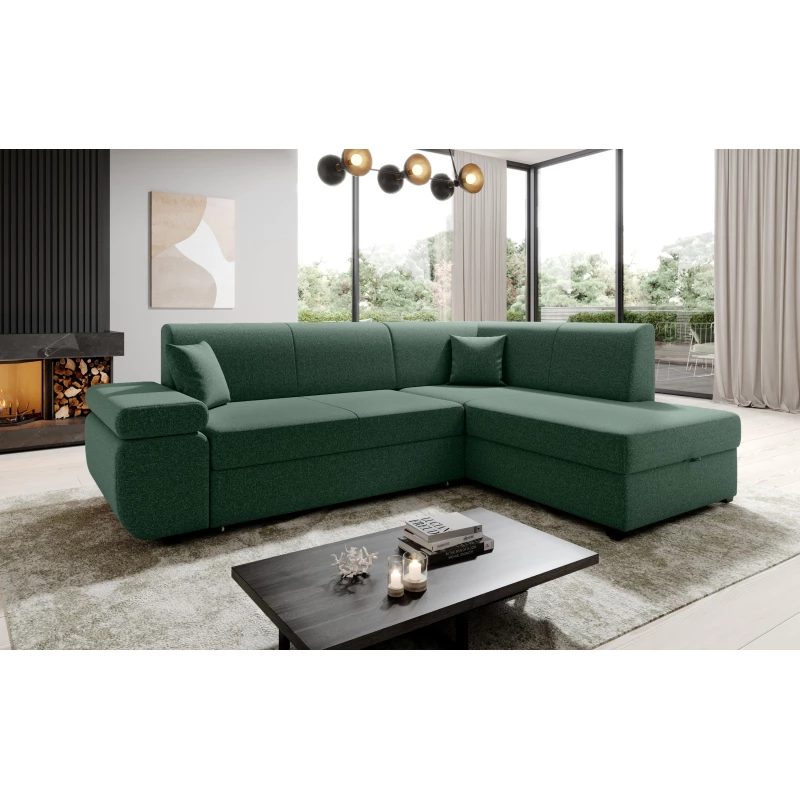 Sedací souprava s úložným prostorem FANETTE - zelená, pravý roh