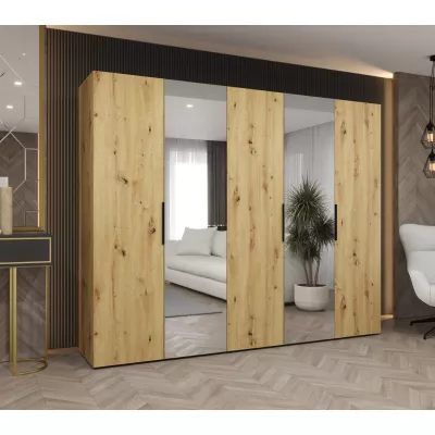 Šatní skříň 250 cm KUBRA - dub artisan / černá