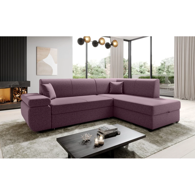 Sedací souprava s úložným prostorem FANETTE - fialová, pravý roh