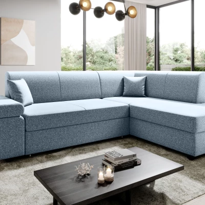 Sedací souprava s úložným prostorem FANETTE - světle modrá, pravý roh