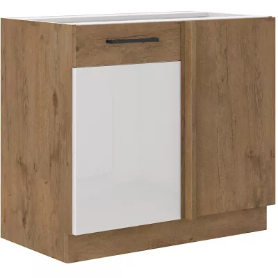 Prodloužená rohová skříňka VANYA - šířka 105 cm, bílá / dub lancelot