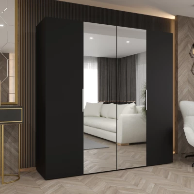 Šatní skříň 200 cm KUBRA - černá / stříbrná